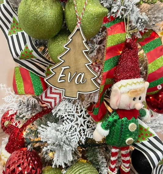 Christmas Tree Personalized Stocking Tag | Christmas Tree Ornament✦