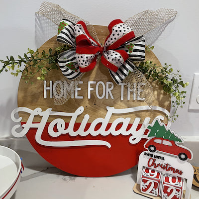 Home For The Holiday Christmas Door Sign